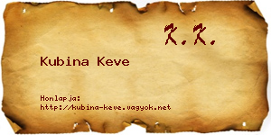Kubina Keve névjegykártya